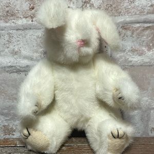 Wang's White Bunny Rabbit with movable limbs Plush Toy 8" Easter Rabbit.